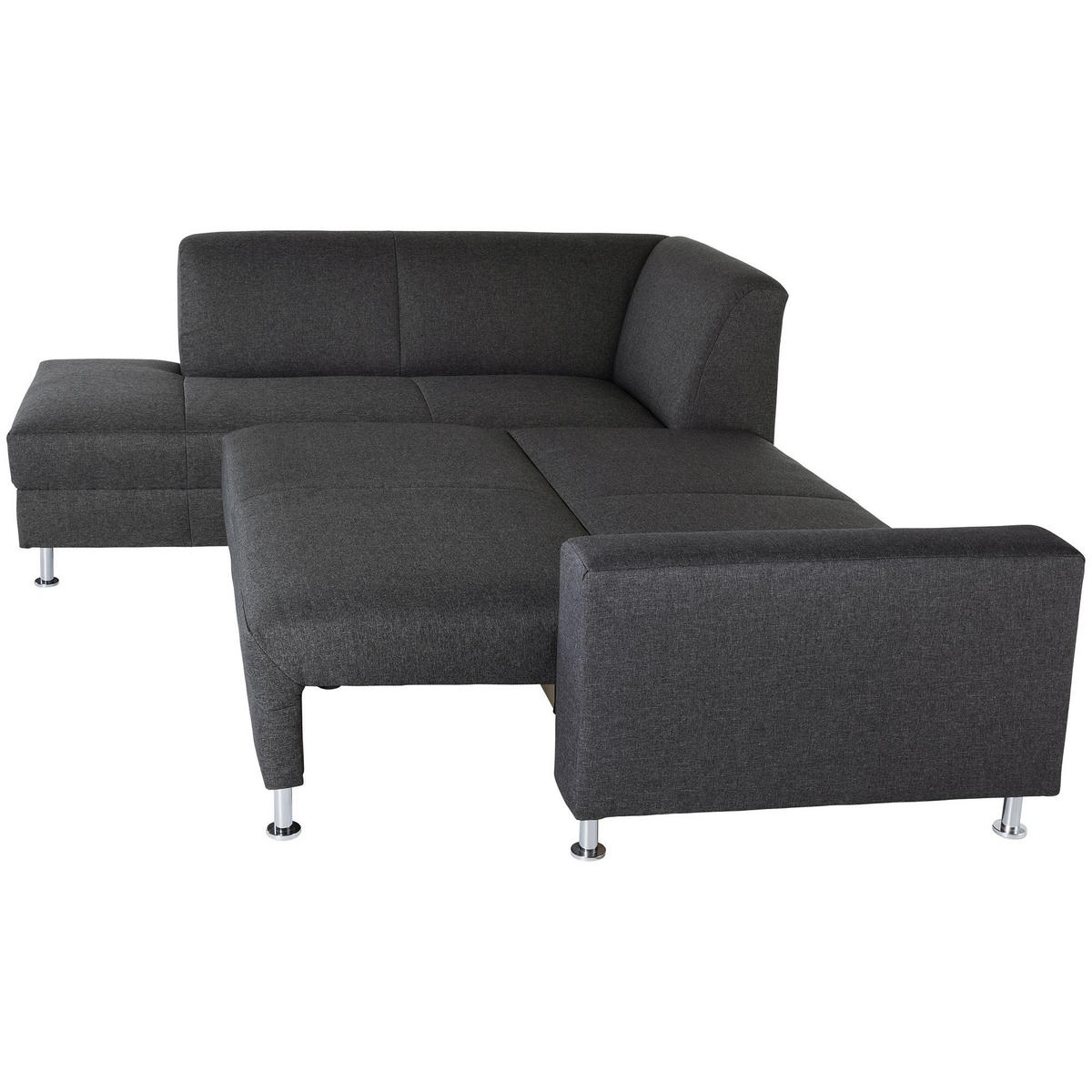 ECKSOFA mit Schlaffunktion Katrine Flachgewebe graphit - Graphitfarben, Kunststoff (190/245cm) - 58aufmkessel