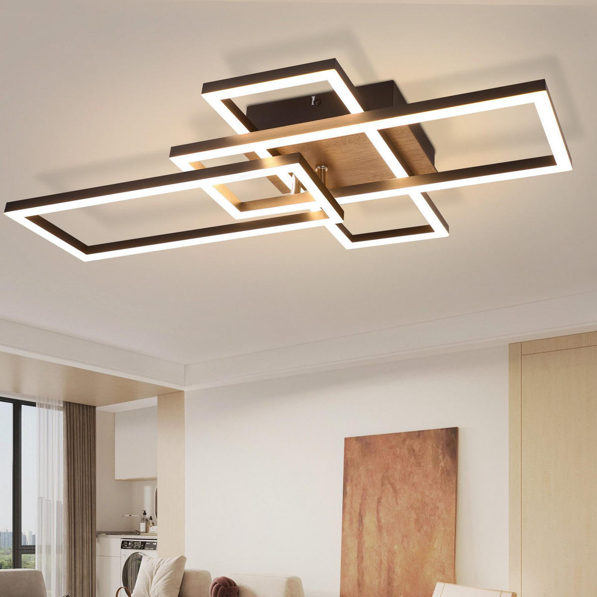 LED-DECKENLEUCHTE Mülheim 64.3/35/9.5 cm - Schwarz, Metall (64.3/35/9.5cm) - Nettlife