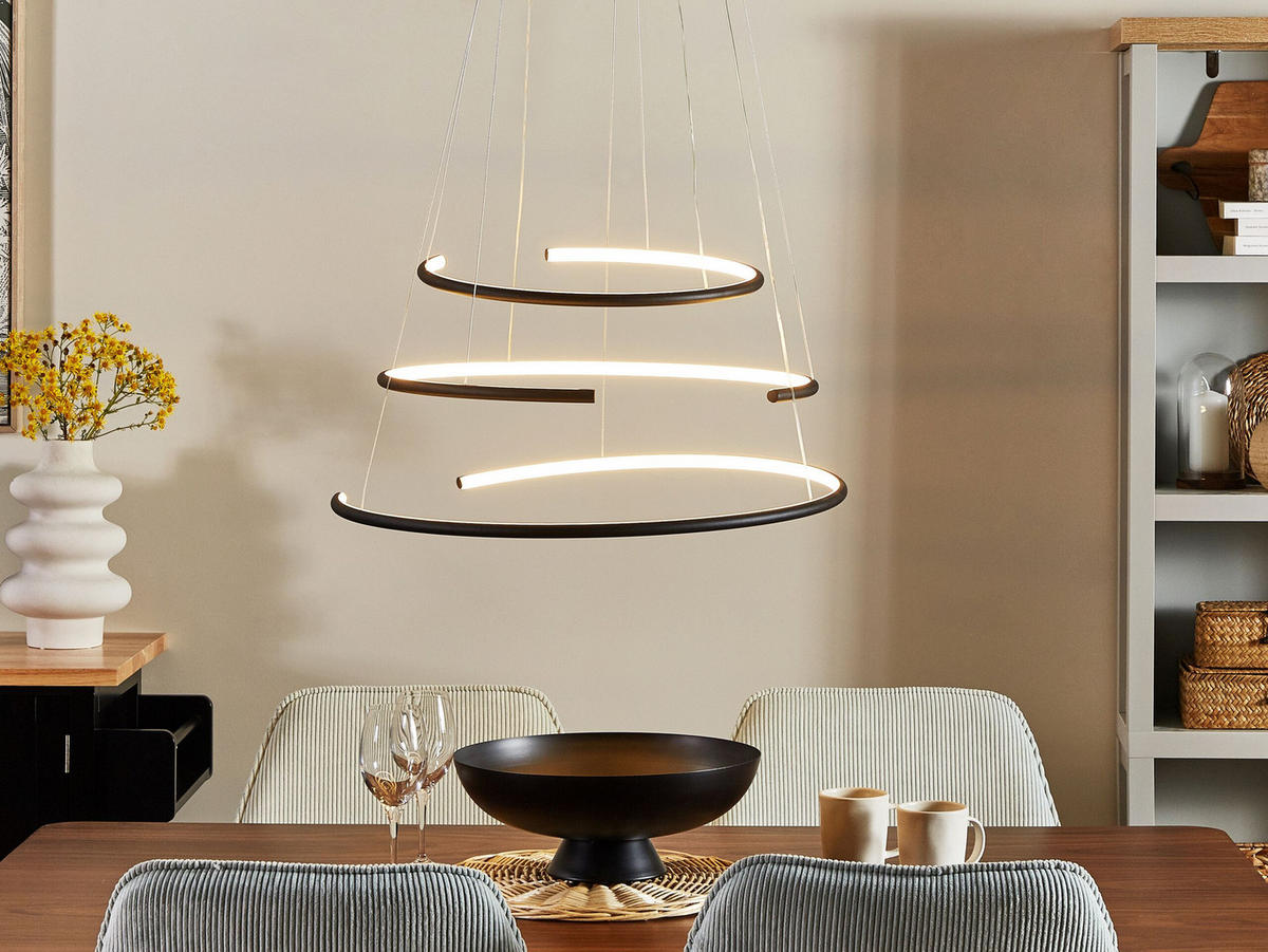 HÄNGELEUCHTE Mayu 60/60/160 cm - Schwarz, Metall (60/60/160cm) - Beliani