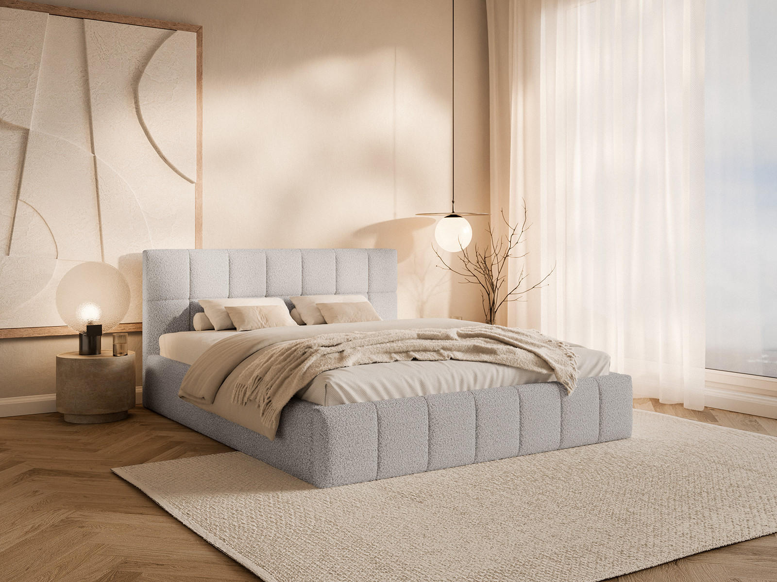 POLSTERBETT Moura 120x200 cm, Hellgrau - Hellgrau, Textil (120/200cm) - Fedve