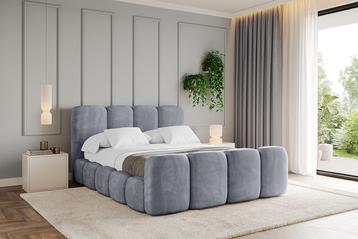 POLSTERBETT mit Bettkasten, Fußteil und Lattenrost, Boxbett ohne Matratze - KALA-Z 180x200 Grau - Grau, Holzwerkstoff/Textil (180/200cm) - ALTDECOR