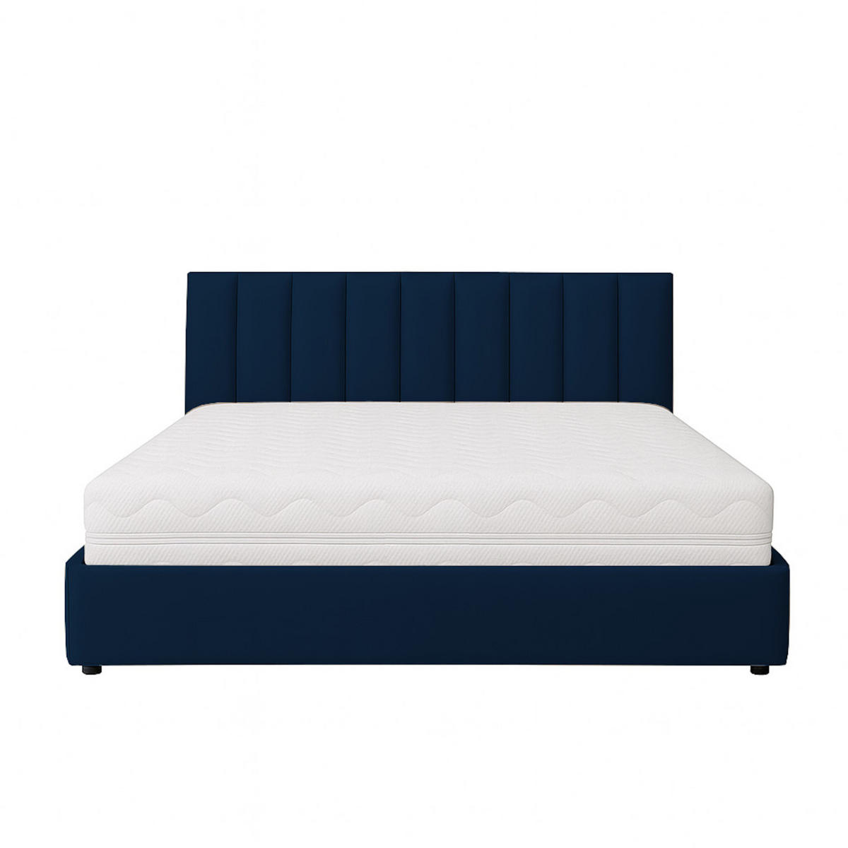 POLSTERBETT mit Bettkasten und Matratze NUBIA, Dunkelblau, 160x200 cm - Dunkelblau, Textil (160/200cm) - KS Home Concept