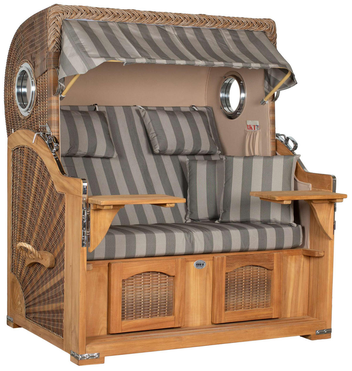 STRANDKORB XXL Düne Grande Teak Banana - Braun/Grau, Metall (142/170/95cm) - Mr. Deko