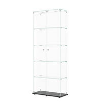 GLASVITRINE 187x77x35 cm 2 Türen LED Touch freistehend schwarz - Schwarz, Holz (78.5/186.5/34.5cm) - Fortuna Lai