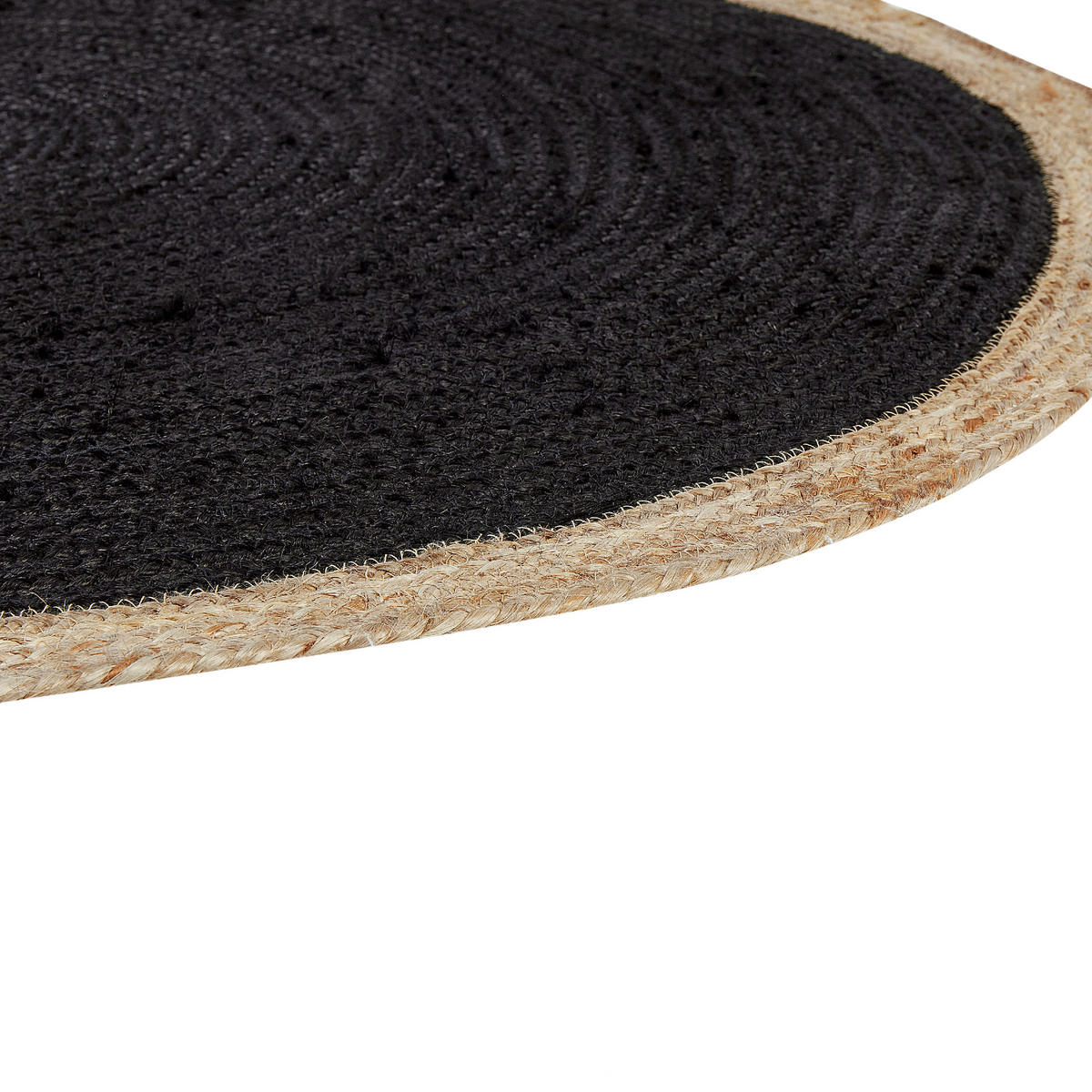 TEPPICH geflochten Menemen 120/120 cm - Schwarz, Naturmaterialien (120/120cm) - Beliani