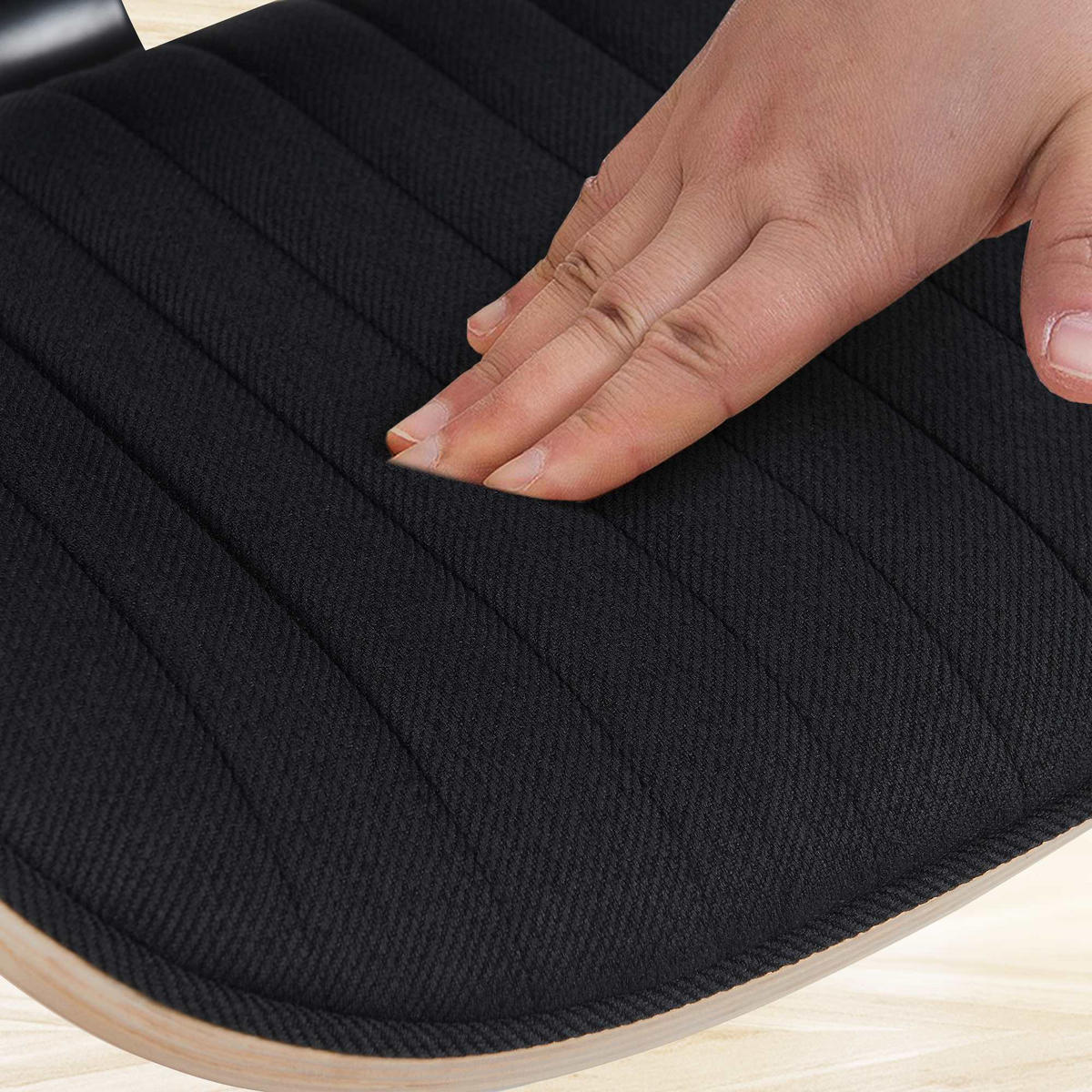 BARHOCKER Stoff natura/schwarz - Chromfarben/Eukalyptusholzfarben, Textil/Metall (50/94/50cm) - CLP