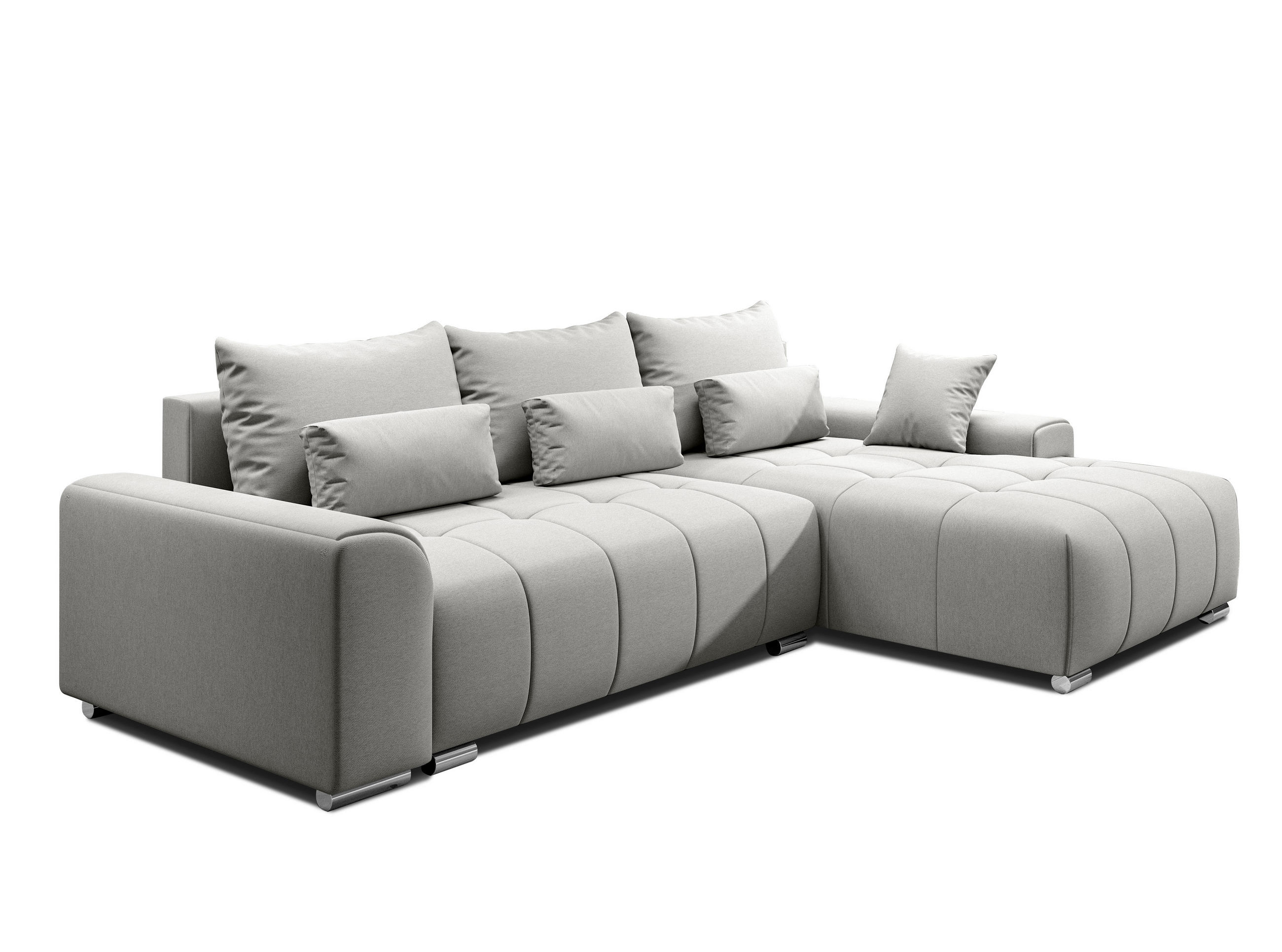ECKSOFA L Form Rivolli Grau 260/179/98 cm – modernes Sofa fürs Wohnzimmer - Silberfarben/Grau, Textil/Metall (260/179cm) - AX Living