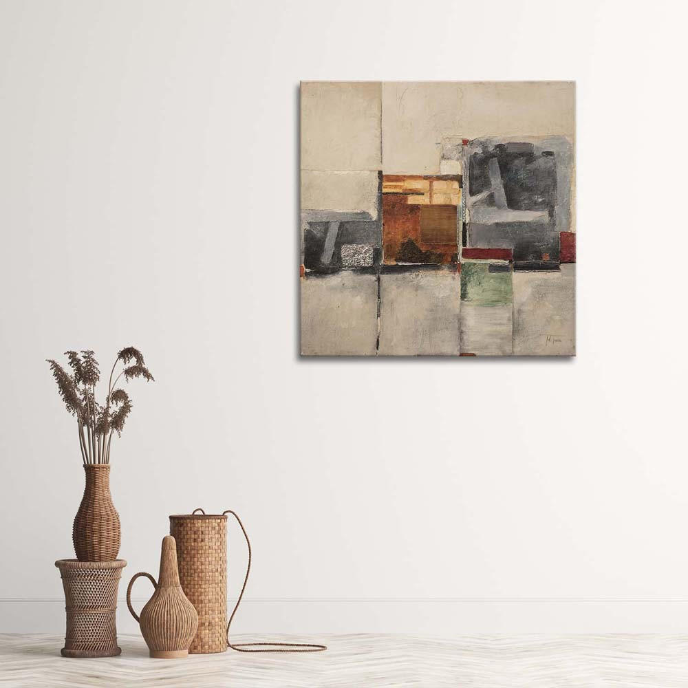 LEINWANDBILD Abstrakte Zusammensetzung 40x40cm - Grau, Textil (40/40cm) - Feeby