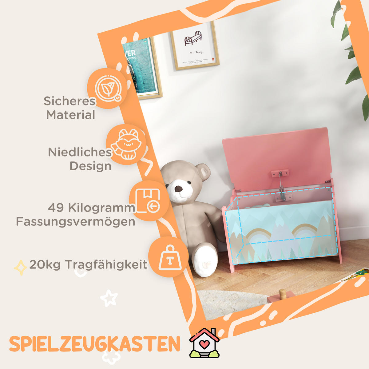 SPIELZEUGKISTE DE-09566 Rosa - Pink, Holzwerkstoff (37/60cm) - ComfortXL