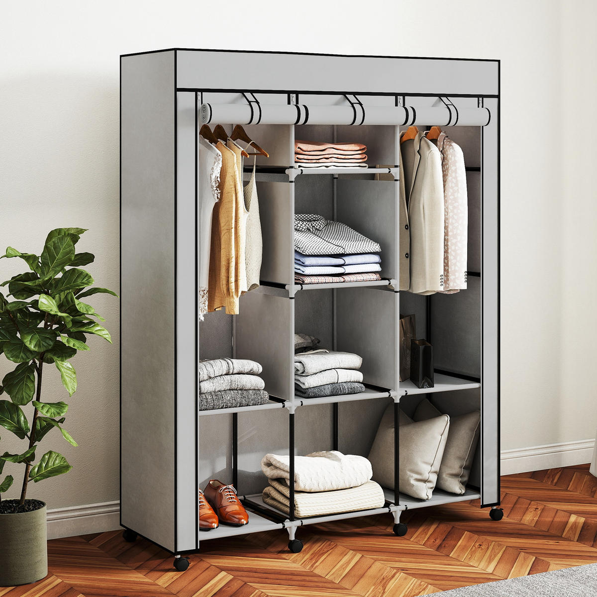 KLEIDERSCHRANK Hellgrau 43.0/125.0/162.5 cm - Hellgrau, Metall (125/162.5/43cm)