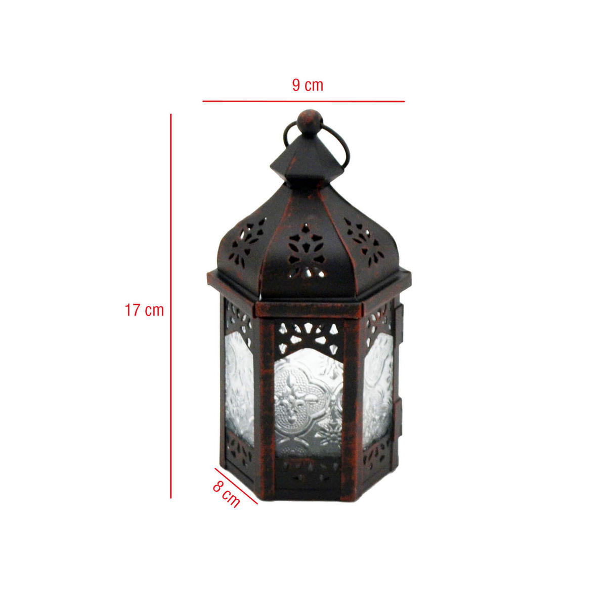 DEKORATIVE LATERNE 8/9/17 cm - Transparent, Metall (8/17/9cm) - Mobili Rebecca