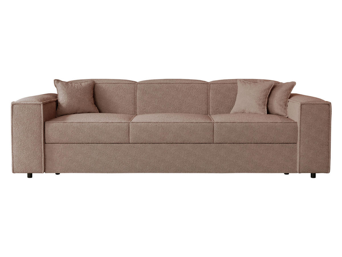 SCHLAFSOFA Santos Boucle - Hellbraun/Schwarz, Holzwerkstoff/Kunststoff (252/79/88cm) - MIRJAN24