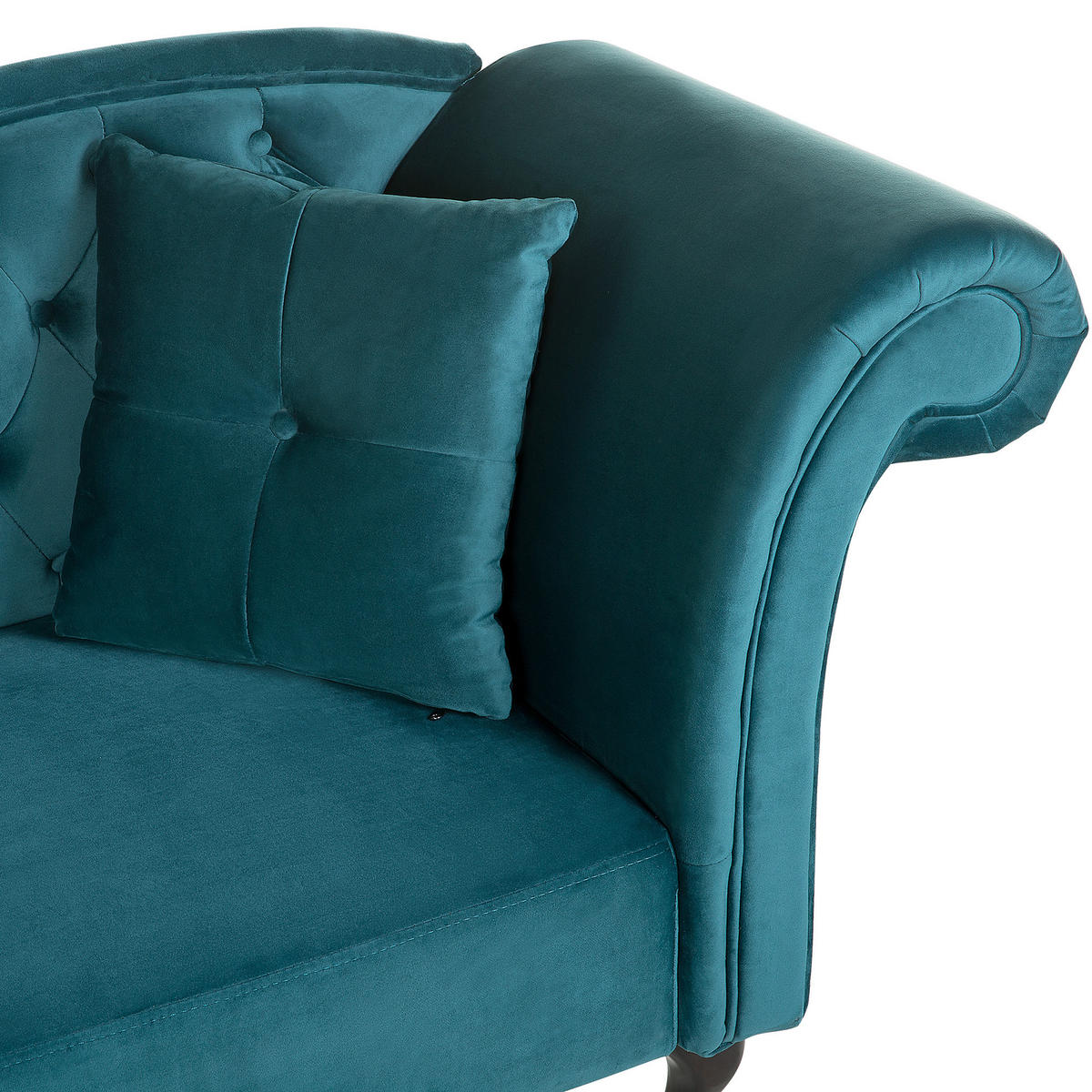 ČALOUNĚNÉ LEHÁTKO CHAISE LONGUE Sametová látka modrozelené pravostranné Lattes - modrá, textil (188/87/59cm) - Beliani