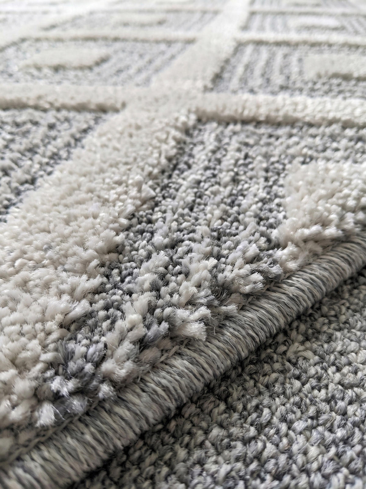 TEPPICH Wohnzimmer 3D Geometrisch Modern Waschbar OEKO-TEX Rund Grau 200x200 cm Gekettelt – EISACK - Grau, Textil (200/200cm) - KADIMA DESIGN