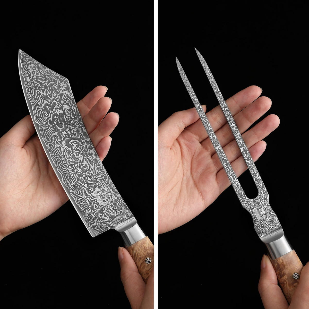 TRANCHIER-SET 2-TEILIG 18–19,5 cm - Birkefarben, Holz/Metall (34cm) - Zayiko