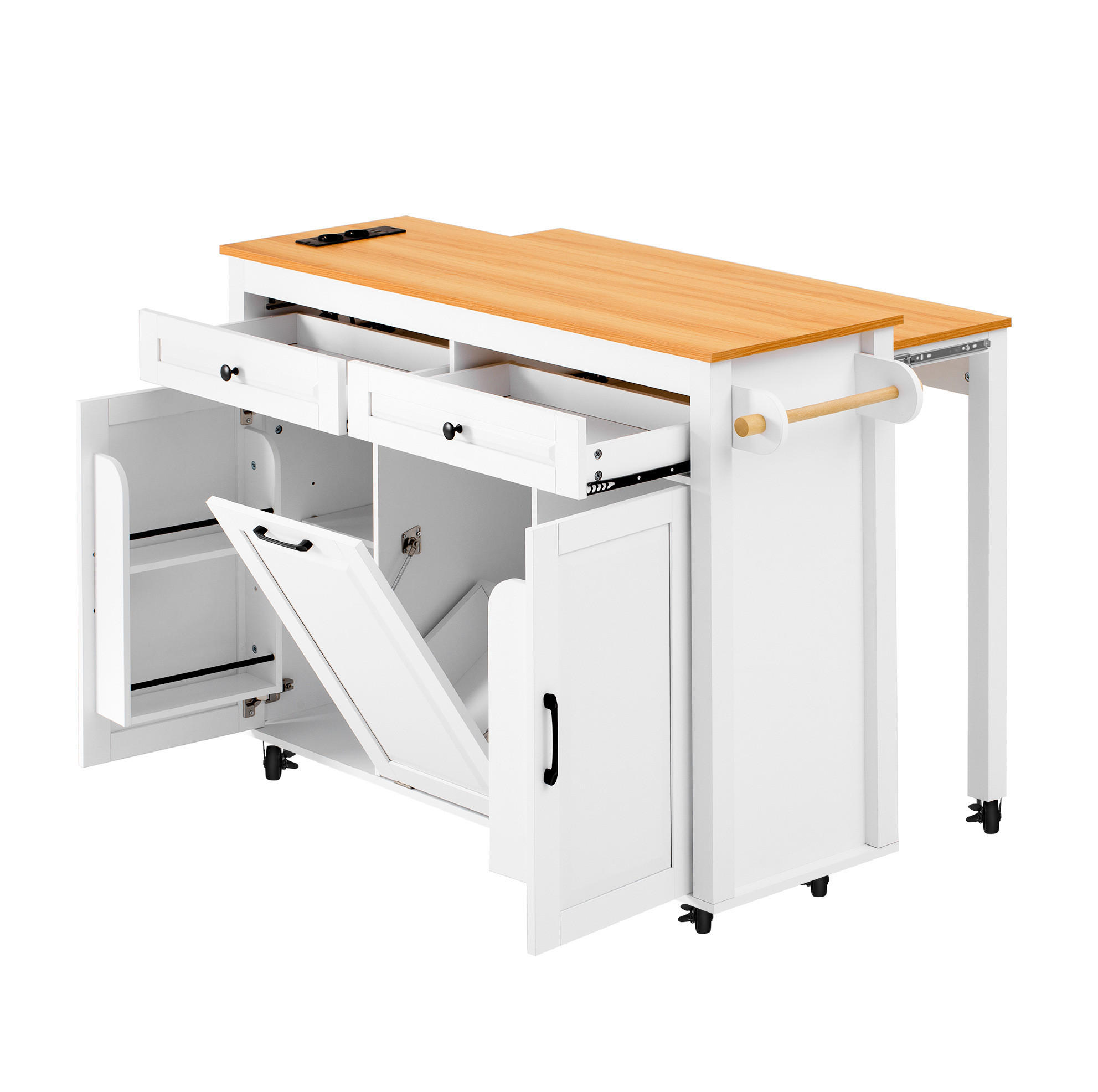 KÜCHENINSEL mit Auszugsplatte 120 cm Weiß MDF - Weiß, Holz (40/92/120cm) - Beauniv