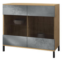 KOMMODE Bari Beton Dunkel Optik - Dunkelgrau, Holzwerkstoff (92.5/83.5/35cm) - Vladon