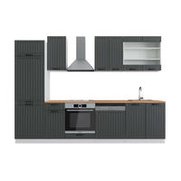 KÜCHENZEILE Fame-Line Anthrazit Landhaus/Weiß 300 cm, AP Eiche - Dunkelgrau/Weiß, Holzwerkstoff (300/81.6/60cm) - Vicco