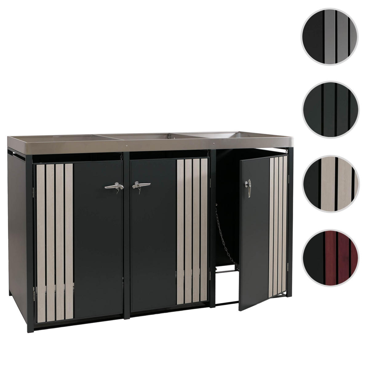 3ER-MÜLLTONNENVERKLEIDUNG Anthrazit, Beige - Anthrazit/Beige, Metall (196/125/84cm) - MCW