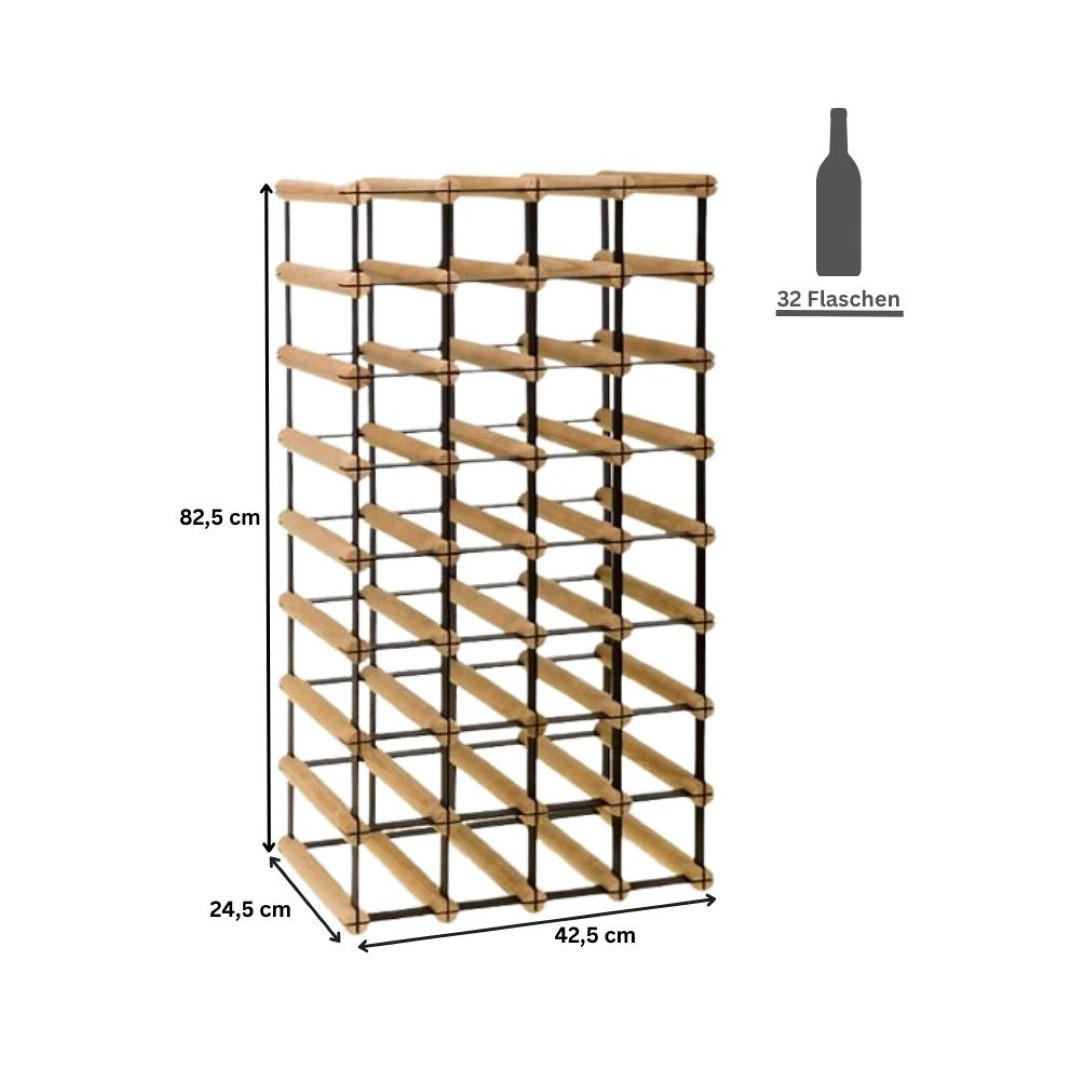 WEINREGAL Vinotega Mod Metal 82,5x42,5x24,5 cm 4x8 Flaschen Massives Kiefernholz Natur - Naturfarben, Holz (42.5/82.5/24.5cm) - PROREGAL