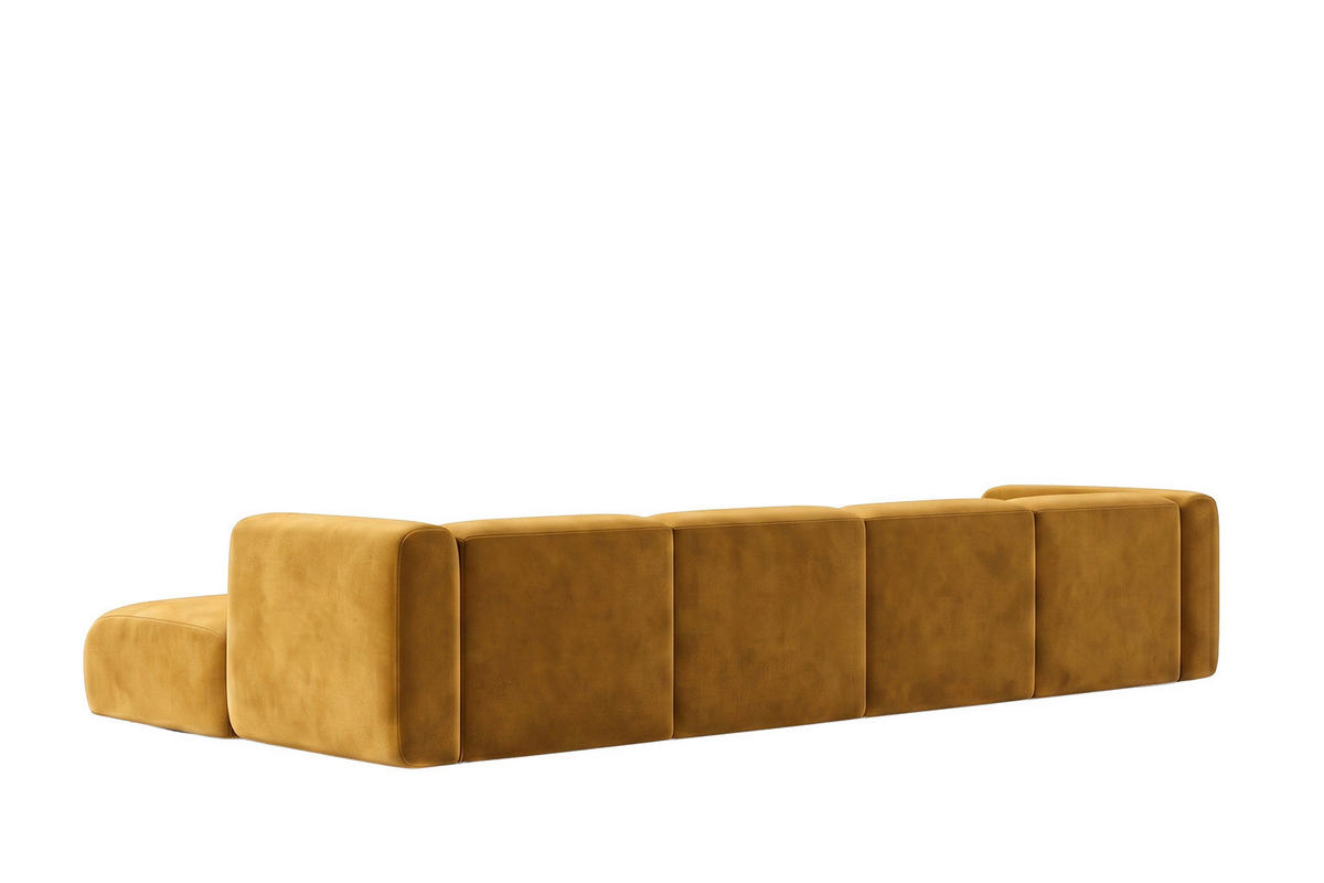 ECKSOFA U-Form, Velvet-Stoff Bluvel, Golden, GRETA - Goldfarben, Holz (408/70/179cm) - Kaiser Möbel