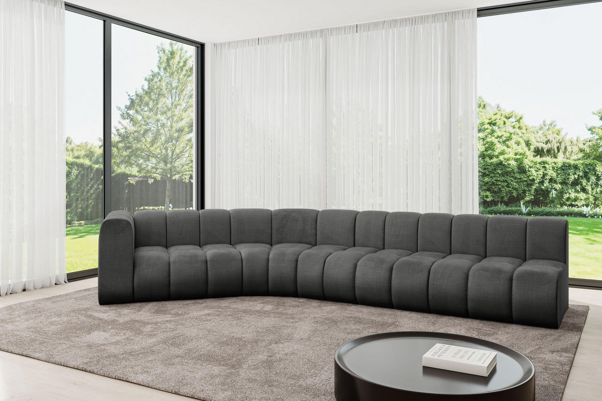 ECKSOFA modulares Sofa Karex-L2 - 399x194x70 cm Dunkelgrau - Dunkelgrau, Holzwerkstoff/Textil (399/194cm) - ALTDECOR