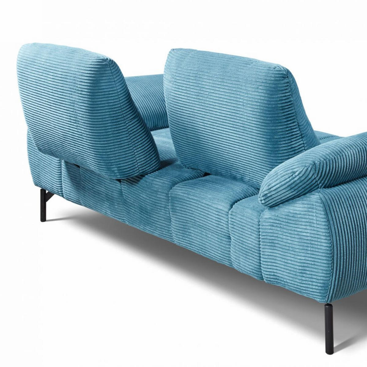BIG Sofa Tiko Cord 245cm - Türkis/Schwarz, Holz/Metall (245/97/100cm) - Möbeldreams