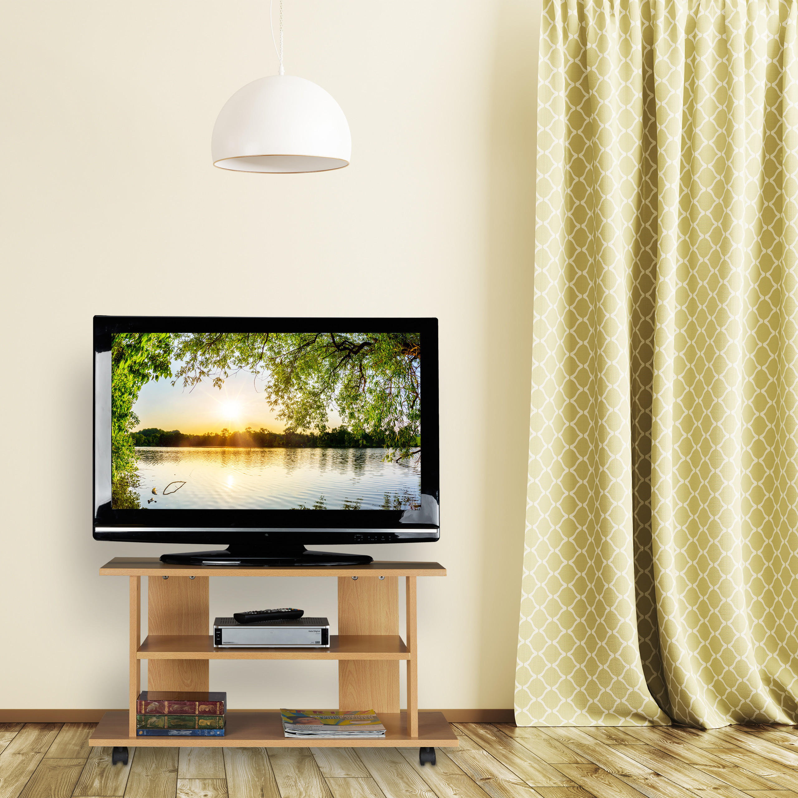 TV-BOARD - Hellbraun, Holzwerkstoff/Papier (80/45/40cm) - Relaxdays