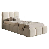 POLSTERBETT Cloudy Hellbeige Bouclé, Bettkasten & Lattenrost, 90x200 cm - Ecru/Schwarz, Kunststoff/Textil (90/200cm) - Selsey