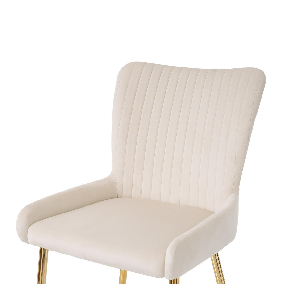 ESSZIMMERSTUHL 2er-Set Samt Beige mit goldfarbenen Metallbeinen - Beige, Metall (47/85/58cm) - Meubliv