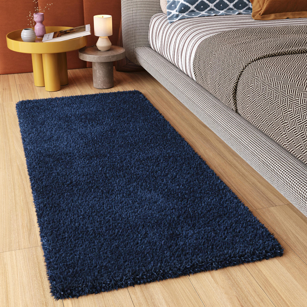TEPPICHLÄUFER ESSENCE dunkelblau uni 80/300 cm - Dunkelblau, Textil (80/300cm) - Tapiso