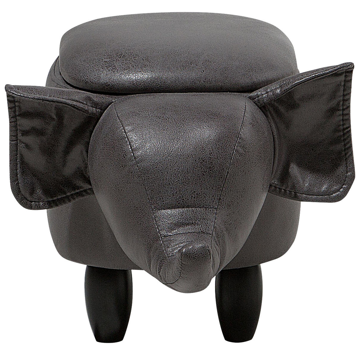 TIERHOCKER Elephant 32/70/35 cm - Grau, Kunststoff/Textil (70/35/32cm) - Beliani