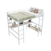 HOCHBETT 140/200 cm Metallbett mit Schreibtisch und Regalen in Weiß - Weiß, Metall (140/200cm) - OKWISH