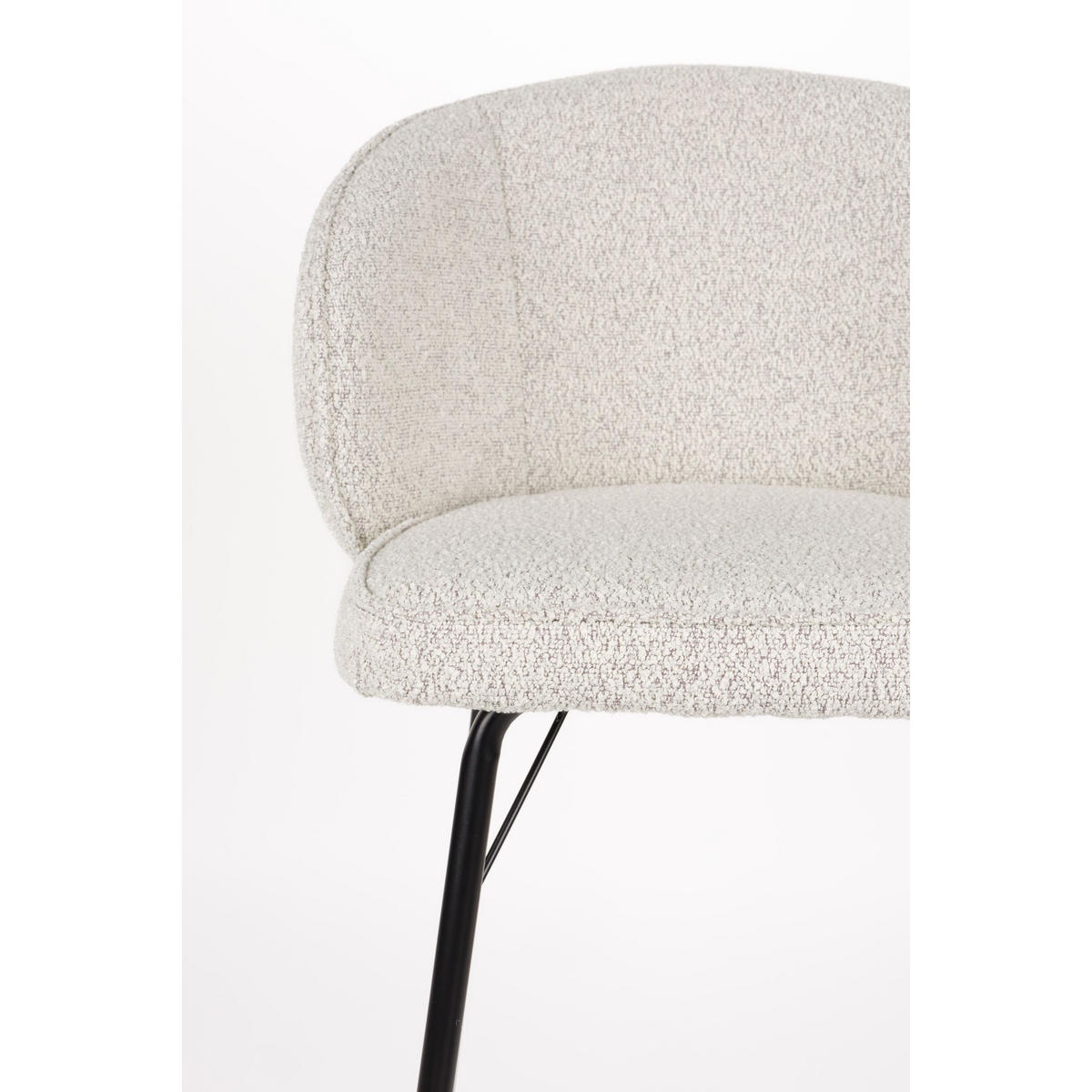 BARHOCKER Joa mit Rückenlehne 75 cm Bouclé Beige - 2 er Set - Beige, Kunststoff (52/100/50cm) - Housecraft Living