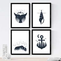 POSTER Set mit 4 Marino Wald A3 Schwarzer Rahmen - Schwarz, Papier (29.7/3cm) - Nacnic