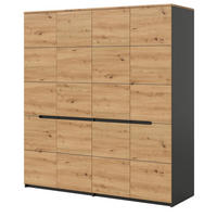 KLEIDERSCHRANK Eiche Artisan, grau 4-türig 180 cm, Drehtürenschrank mit Soft-Close - Eiche Artisan/Grau, Holzwerkstoff/Metall (180/198/59cm) - Inn.Furn