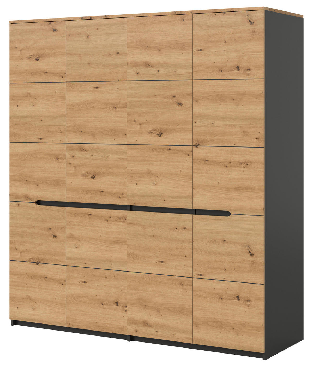 KLEIDERSCHRANK Eiche Artisan, grau 4-türig 180 cm, Drehtürenschrank mit Soft-Close - Eiche Artisan/Grau, Holzwerkstoff/Metall (180/198/59cm) - Inn.Furn