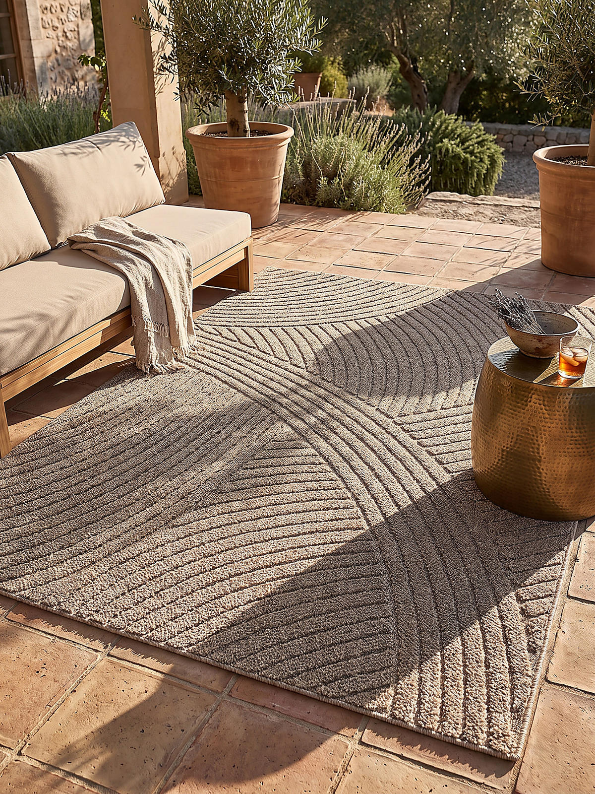 FLACHWEBTEPPICH Geometrisch TOCE Polypropylen Natur 200 x 280 cm - Beige, Textil (200/280cm) - KADIMA DESIGN