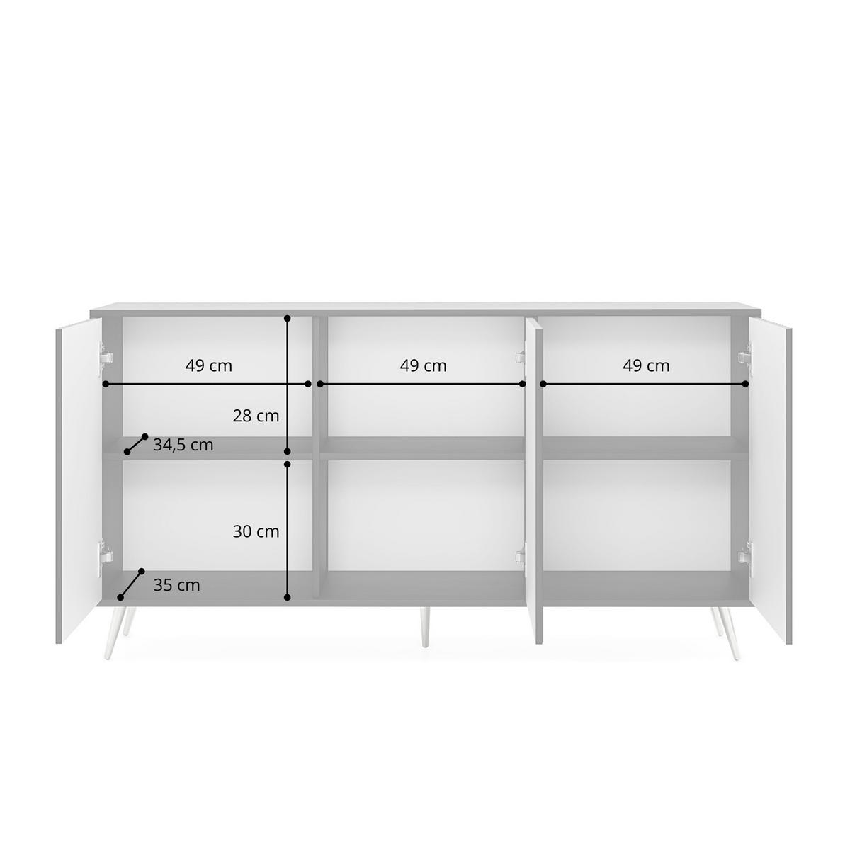 SIDEBOARD Bello Schwarz Eiche 154 cm - Schwarz, Holzwerkstoff (154/78/38cm) - Selsey