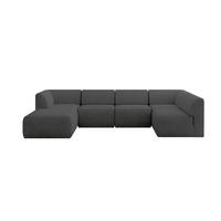 WOHNLANDSCHAFT Ottomane Links MOVA 345x180x78 Dunkelgrau Samt - Dunkelgrau/Anthrazit, Holzwerkstoff/Kunststoff (180/78/345cm) - ALTDECOR