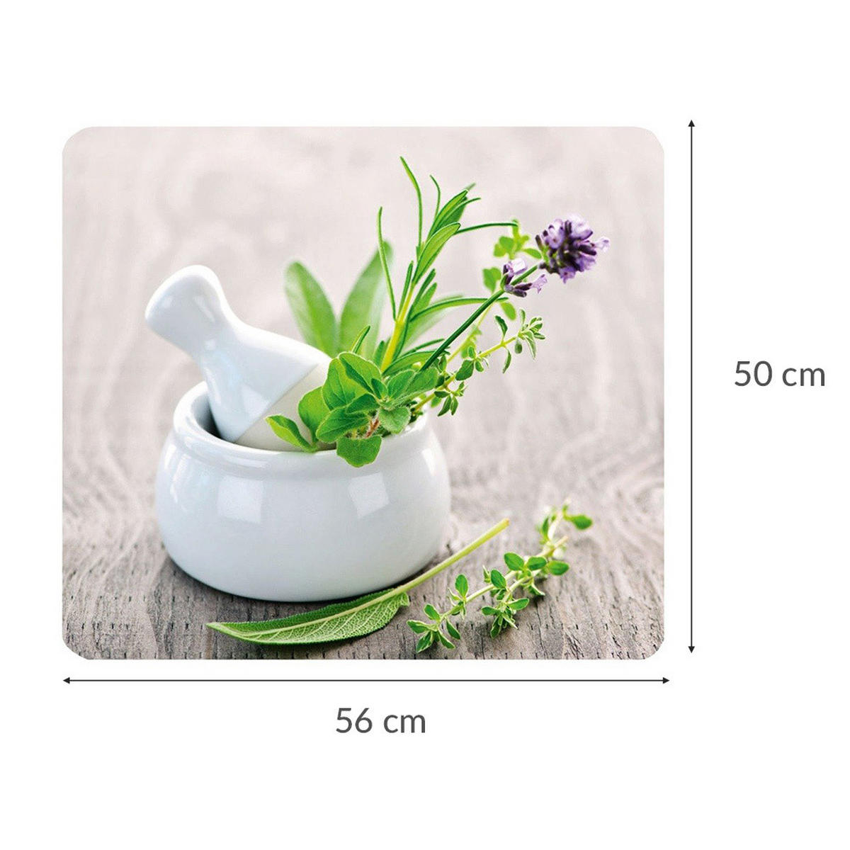 HERDABDECKPLATTE aus Glas – groß Herb Garden 56/50 cm - Multicolor, Glas (50/56cm) - Wenko
