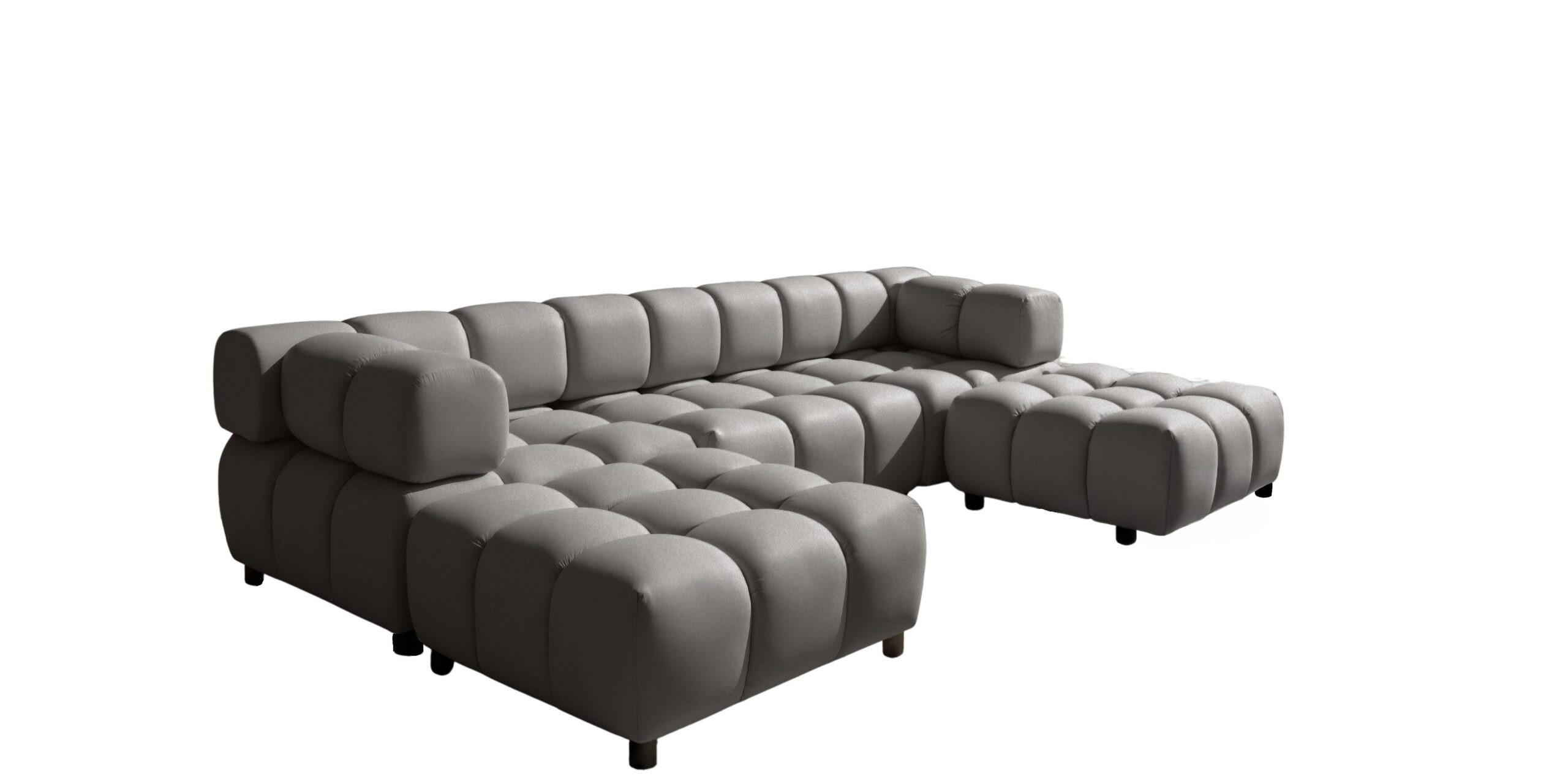 ECKSOFA U-Form Bolla, stoff Bluvel, Aschgrau - Dunkelgrau, Holz (288/192cm) - Kaiser Möbel