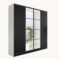 KLEIDERSCHRANK EDEN 4-Türen v4 - 206,4x205x39 cm- Weiß und Schwarz - Schwarz/Weiß, Holzwerkstoff (206.4/205/39cm) - Kier Furniture