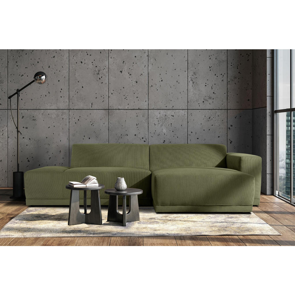 Thumbnail - Konsimo® Ecksofa-Rechts, Grün, Textil, 5-Sitzer, L-Form,L-Form, 280x160 cm, Hergestellt in Europa, Made in Europe, Wohnz...