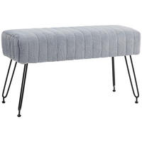 SITZBANK, Polsterbank mit Kunstfell-Optik, Metallbeine, Schuhbank für Flur Grau - Grau, Kunststoff (30/47/82cm) - HOMCOM