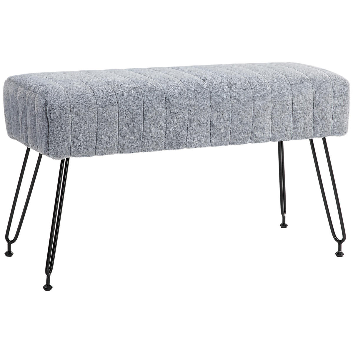 SITZBANK, Polsterbank mit Kunstfell-Optik, Metallbeine, Schuhbank für Flur Grau - Grau, Kunststoff (30/47/82cm) - HOMCOM