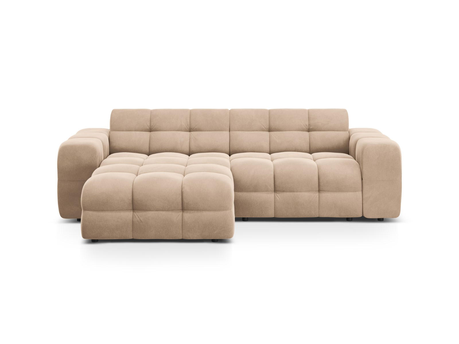 ECKSOFA links Kendal aus Samt mandelbeige 4 Sitzplätze - Cappuccino, Textil (173/256cm) - Micadoni