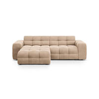 ECKSOFA links Kendal aus Samt mandelbeige 4 Sitzplätze - Cappuccino, Textil (173/256cm) - Micadoni