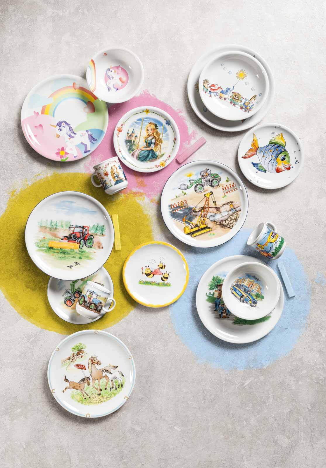 KINDERGESCHIRR SET Compact Blaulicht bunt 5er Set - Multicolor, Keramik (1/1/1cm) - Seltmann Weiden