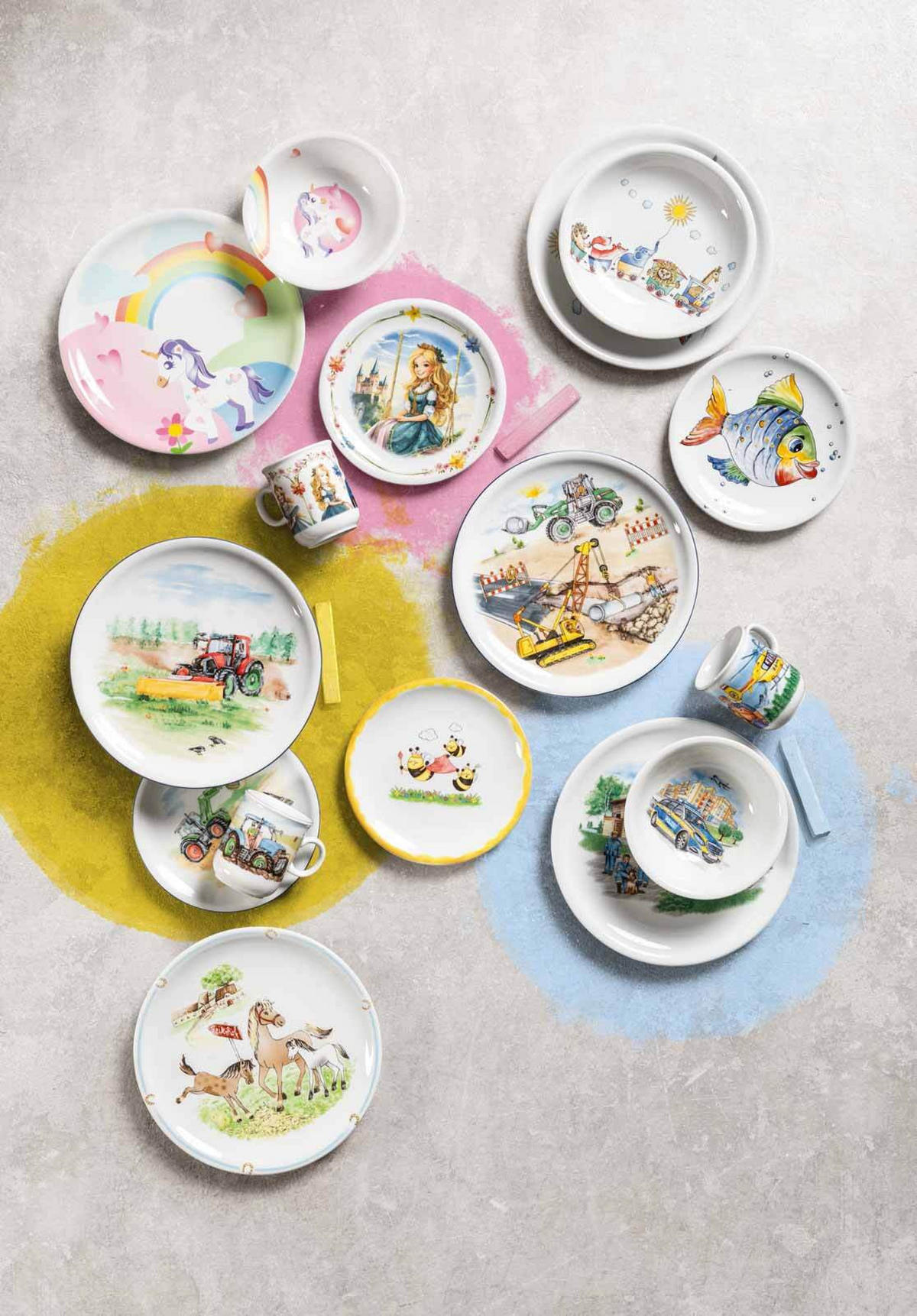KINDERGESCHIRR SET Compact Blaulicht bunt 5er Set - Multicolor, Keramik (1/1/1cm) - Seltmann Weiden